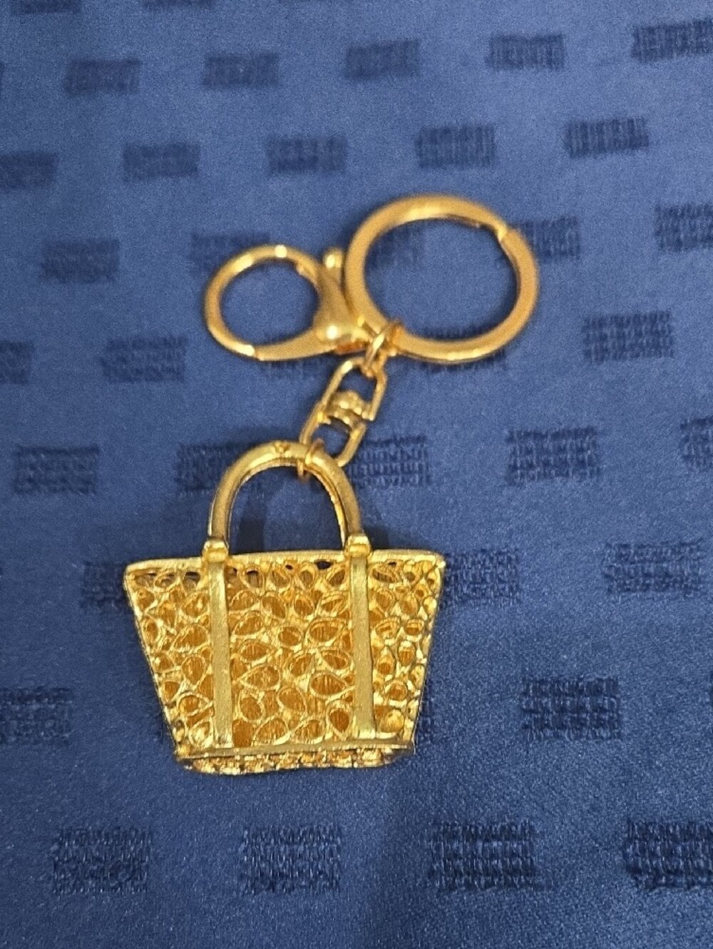 Gold-Tone Leopard Faux Fur Keychain / Bag Charm with Crystal Bow Accent - Picture 2 of 3